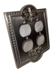 Nostalgic Warehouse Meadows Antique Pewter Wall Plate 4 Plug Outlet Cover Fun Used. Price: $30.00.