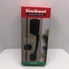 Kwikset Prague Front Door Matte Black No Lock Entry Handleset - Niob Open. Price: $98.50.
