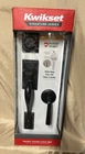 Kwikset Hawthorne X Trafford Front Entry Handleset & Lever Matte Black Open. Price: $58.00.