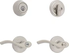 Kwikset Balboa Satin Nickel Keyed Entry Door Handle & Single Cylinder Deadbolt New. Price: $48.36.