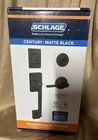 Schlage Century & Latitude Lever Front Door Entry Handleset Matte Black New. Price: $88.80.