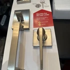 Kwikset Amador Handleset Square Hollis Lever Satin Nickel 96870-187 Open. Price: $54.95.