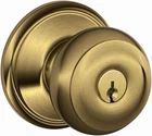 Schlage Georgian Knob Keyed Entry Lock, F51A Open. Price: $22.99.