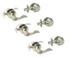 3 Entry Door Locks Sets Satin Nickel Brushed Levers Handles Keyed Alike New. Price: $85.00.