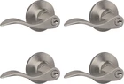 Wave Lever With Round Trim Keyed Entry Door Handle, Satin Nickel Finish, 4 Pack New. Price: $109.01.