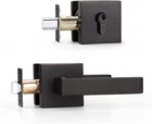 2 Pack Square Heavy Duty Entry Door Handle Set With Single Keyed Deadbolt, Matte New. Price: $105.99.