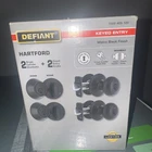 Defiant Hartford Matte Black Single Cylinder Keyed Entry Project Pack Open. Price: $27.95.