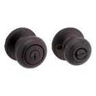 Kwikset Cove Venetian Bronze Keyed Entry Door Knob Featuring Smartkey Security Open. Price: $16.99.