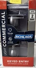 Schlage Orbit Satin Chrome Light Commercial Keyed Entry Door Knob Open. Price: $35.00.