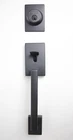 Schlage Custom Century Outside Handleset Matte Black FC58CEN622 #9GU Open. Price: $99.99.