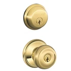 Schlage Georgian Bright Brass Deadbolt And Entry Door Knob 1-3/4 In. New. Price: $57.39.