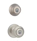 Kwikset Cove Keyed Entry Door Knob Deadbolt Combo Nickel Smart Round Loc Open. Price: $30.00.