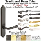 Emtek Concord Multi Point Lock Trim, American Cyl. Traditional Brass Handleset Open. Price: $80.00.