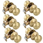 6 Pack Gold Door Knobs,interior With Lock,coastal Style Satin Brass... New. Price: $56.25.