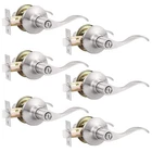Gobekor 6 Pack Privacy Door Levers - Keyless, Satin Nickel New. Price: $80.55.