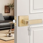Ehomeware 5 Pack Gold Door Handles Entry Levers Keys Not Keyed Alike - New. Price: $181.23.