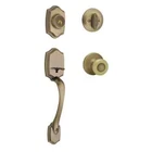 Kwikset Belleview Antique Brass Single Cylinder Door Handleset W/ Tylo Knob Open. Price: $44.95.