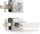 Exterior Door Lock Set With Deadbolt, Satin Nickel New. Price: $69.99.
