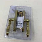 Larson M2 Mortise Storm Door Handle Set W/ Keyed Deadbolt, Brass Open. Price: $45.99.