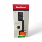 Kwikset San Clemente Matte Black Door Handleset With Halifax Square Open. Price: $92.80.