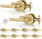 Brushed Gold Door Handles With Locks 10 Pack Keyed Alike For Home Decoration New. Price: $214.99.