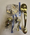 Complete Brass Handleset Exterior Door Hardware Single Cylinder Open. Price: $40.00.