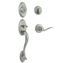 Kwikset Shelburne Satin Nickel Single Cylinder Door Handleset With Tustin Open. Price: $74.99.