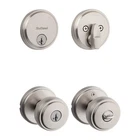 Kwikset Sora Satin Nickel Keyed Entry 2.19 In. Door Knob & Deadbolt W/ Smartkey Open. Price: $27.95.