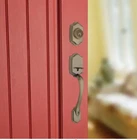 Kwikset Belleview Entry Front Door Antique Brass Pull Handleset Single Cylinder Open. Price: $50.00.